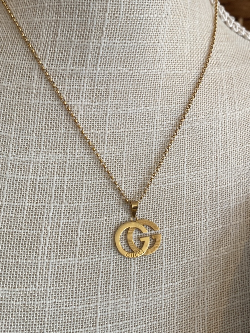 Gucci 18K Gold Double G Pendant Necklace